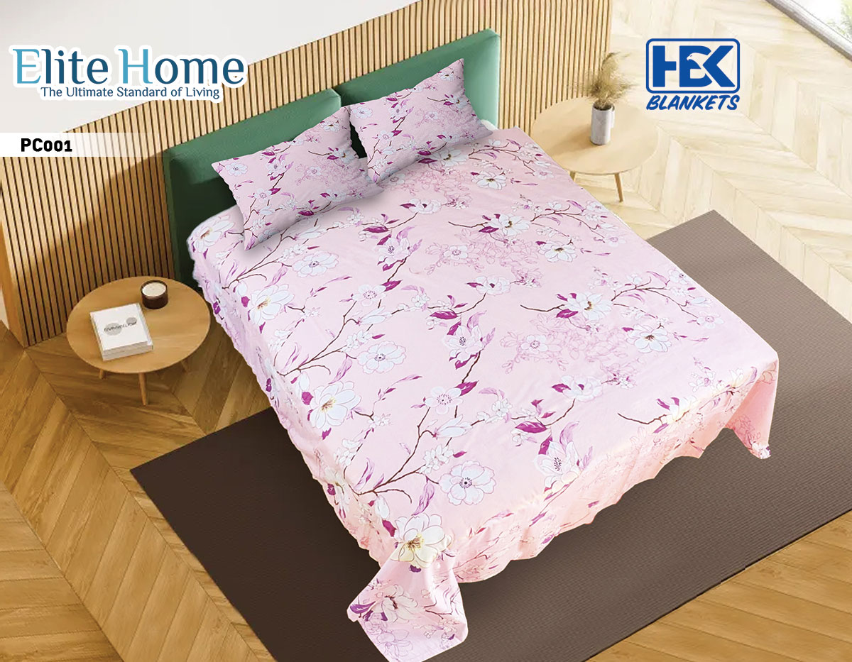 Elite Home King Size 3pcs Printed Fabric Bedsheet HBK