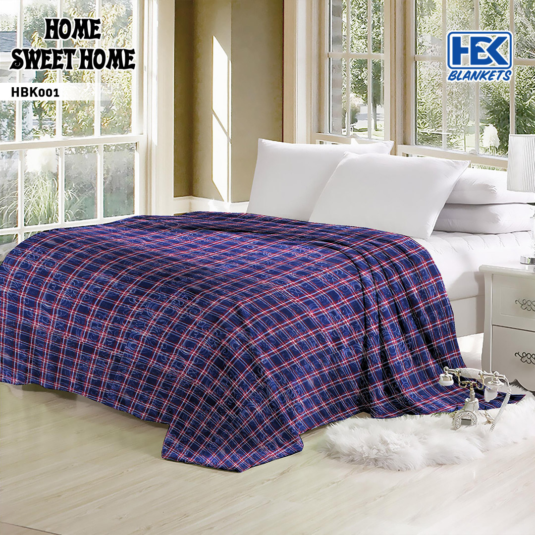 Home Sweet Home Flannel 1 Ply Double Bed Embossed Blanket (With Border) PB 18 HBK