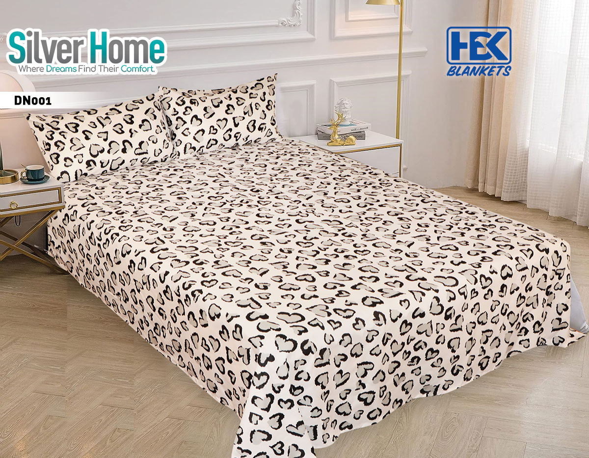 Silver Home King Size 3pcs Printed Fabric Bedsheet HBK