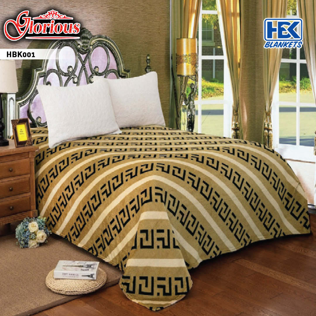 Glorious Flannel 1 Ply Double Bed Embossed Blanket (With Border) HBK