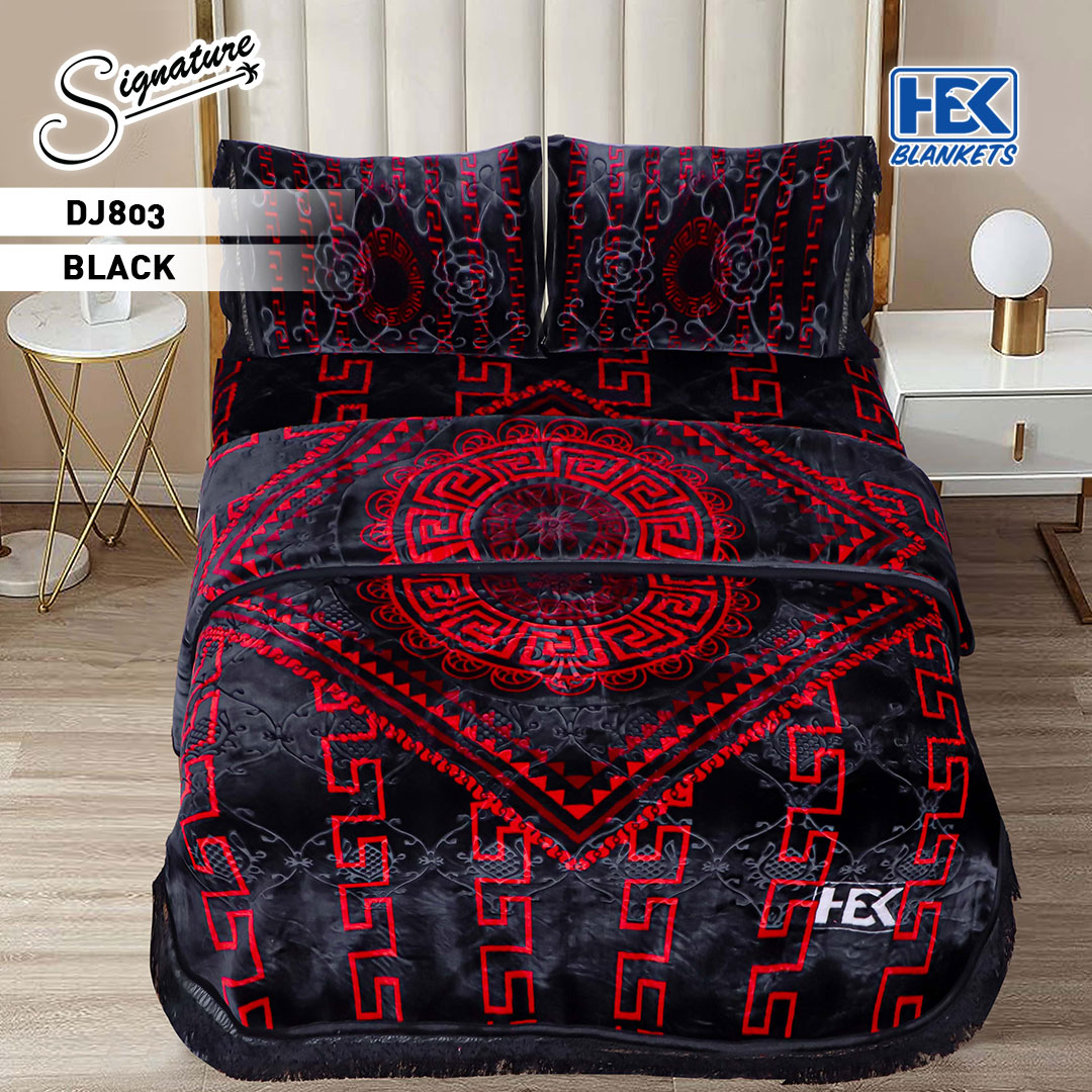 Signature Embossed 4 Pcs Bed Cover Set With 2 Ply Blanket  2 Pcs HBK