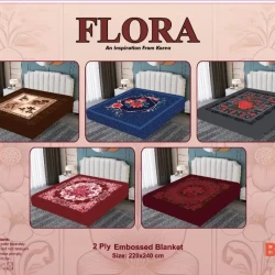 FLORA EMBOSSED 2PLY  SIZE : 220X240 PACKING : POLYBAG PCS/CTN  : 5