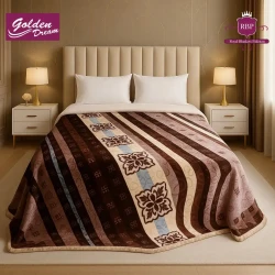 GOLDEN DREAM CLOUDY Flannel ( RBP ) 1 Ply Double Bed Emb Blanket