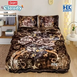Super Cloudy Embossed 4Pcs Bed Cover Set with 2 Ply Blanket HBK